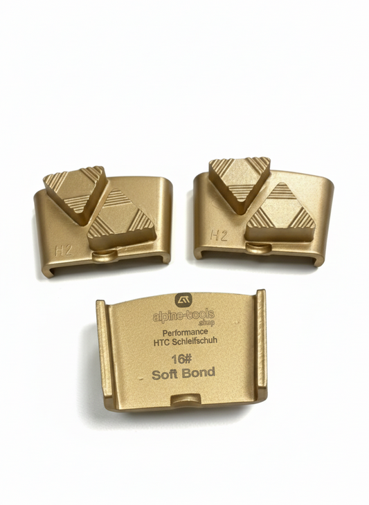 HTC kompatibler Diamant-Schleifschuh H2 Soft Bond 16 Körnung zum Schleifen von Beton und Estrich – hoher Abtrag, lange Standzeit