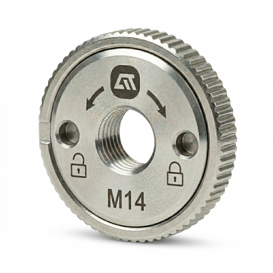 Hochwertige Schnellspannmutter M14 für Winkelschleifer – schneller, werkzeugloser Scheibenwechsel, sicherer Halt und langlebige Industrie-Qualität. Ideal für Profi- und Dauereinsatz.